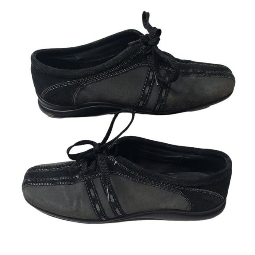 David Tate Woow Leather Upper Lace Up Casual Sneakers Size 10 in Black and Gray